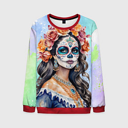 Свитшот мужской Катрина калавера санта муерте, цвет: 3D-красный