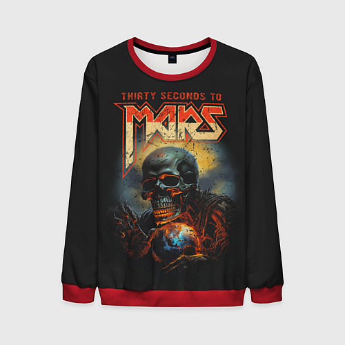 Мужской свитшот Thirty seconds to mars skull / 3D-Красный – фото 1