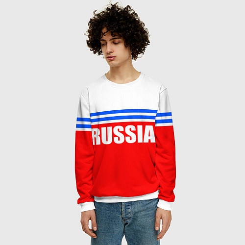 Мужской свитшот Russia - classic / 3D-Белый – фото 3