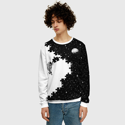 Мужской свитшот Космический пазл / 3D-Белый – фото 3