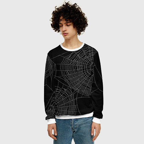 Мужской свитшот Spider паутина / 3D-Белый – фото 3