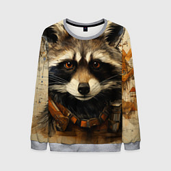 Свитшот мужской Енот в стиле диаграмм Давинчи, цвет: 3D-меланж