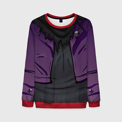 Мужской свитшот Фиолетовая косуха лича с черепами / 3D-Красный – фото 1