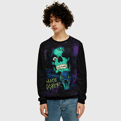 Мужской свитшот Alice Cooper snake / 3D-Черный – фото 3