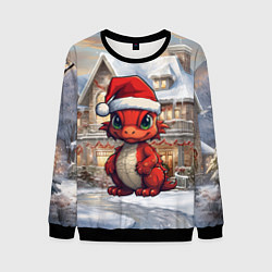 Свитшот мужской Красный маленький дракон 2024, цвет: 3D-черный