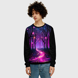 Свитшот мужской Неоновая река, цвет: 3D-черный — фото 2
