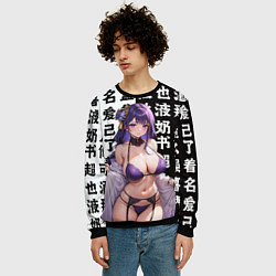 Свитшот мужской Сегун Райден и иероглифы, цвет: 3D-черный — фото 2