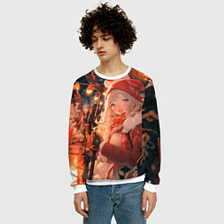 Свитшот мужской Новогодняя подруга, цвет: 3D-белый — фото 2