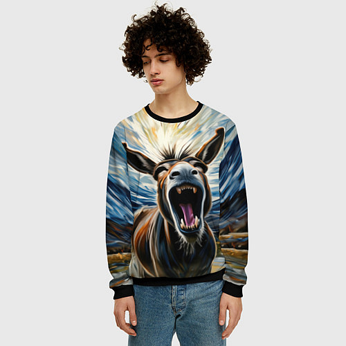 Мужской свитшот Крик осла / 3D-Черный – фото 3