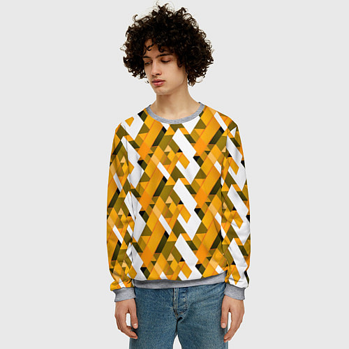 Мужской свитшот White and yellow shapes / 3D-Меланж – фото 3