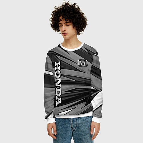 Мужской свитшот Honda - монохромный спортивный / 3D-Белый – фото 3