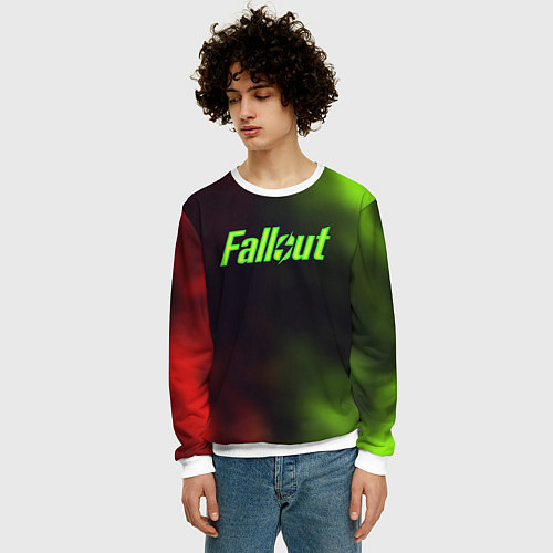 Мужской свитшот Fallout fire gradient / 3D-Белый – фото 3