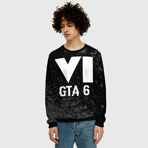 Мужской свитшот GTA 6 glitch на темном фоне / 3D-Черный – фото 3