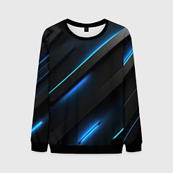 Мужской свитшот Черная конструкция с синими неоновыми вставками