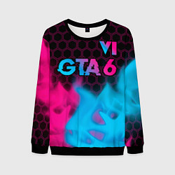 Свитшот мужской GTA 6 - neon gradient посередине, цвет: 3D-черный