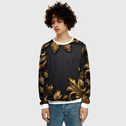 Свитшот мужской Золотые объемные листья, цвет: 3D-белый — фото 2