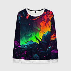 Свитшот мужской Яркие пятна абстракции, цвет: 3D-белый