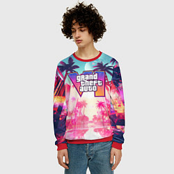 Свитшот мужской Gta 6 logo vice city style, цвет: 3D-красный — фото 2