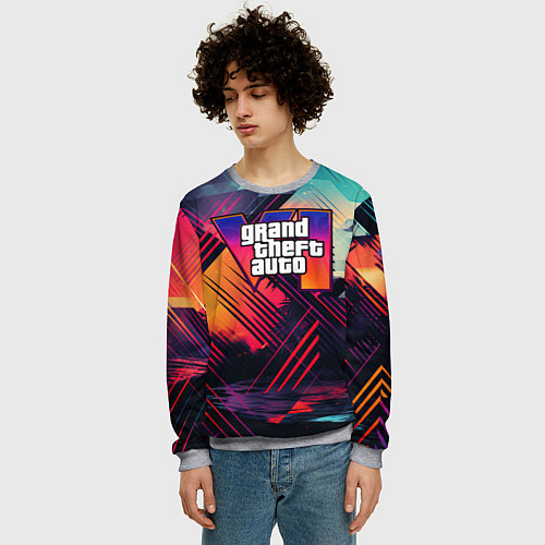 Мужской свитшот GTA 6 abstract logo / 3D-Меланж – фото 3