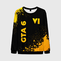 Свитшот мужской GTA 6 - gold gradient вертикально, цвет: 3D-черный