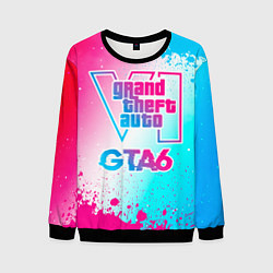 Свитшот мужской GTA6 neon gradient style, цвет: 3D-черный