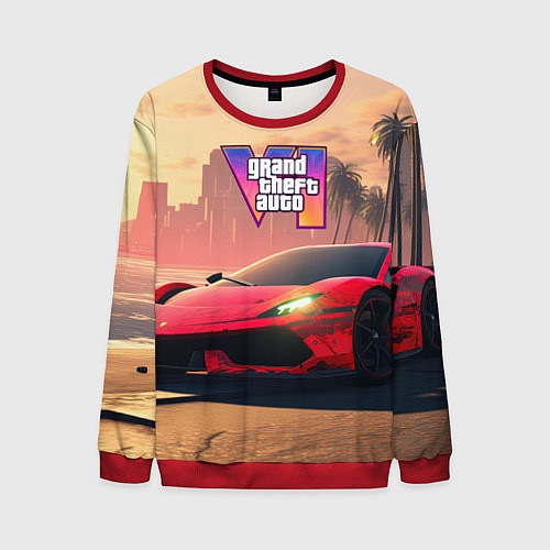 Мужской свитшот GTA 6 спортивное авто / 3D-Красный – фото 1