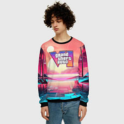 Свитшот мужской GTA 6 retro abstract, цвет: 3D-черный — фото 2