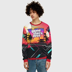 Свитшот мужской GTA 6 night logo, цвет: 3D-красный — фото 2