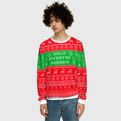 Свитшот мужской Ужасный новогодний свитер, цвет: 3D-белый — фото 2