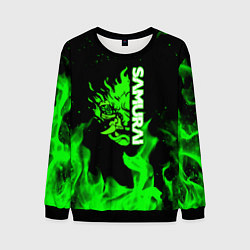 Свитшот мужской Samurai green fire toxic, цвет: 3D-черный