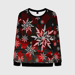 Свитшот мужской Рождественские снежинки, цвет: 3D-черный