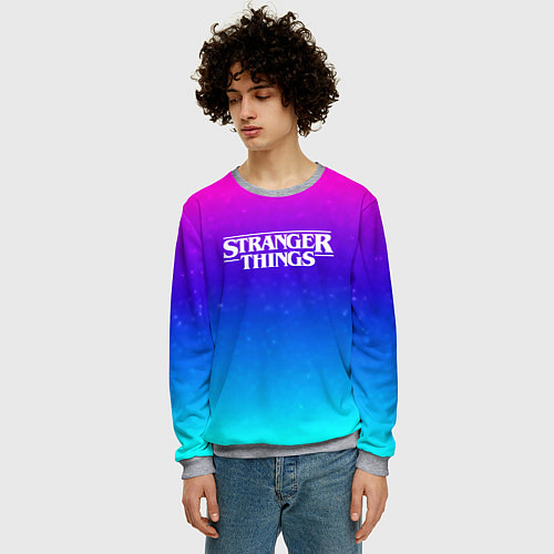 Мужской свитшот Stranger Things gradient colors / 3D-Меланж – фото 3