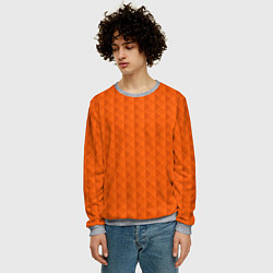 Свитшот мужской Объёмные пирамиды сочный апельсиновый, цвет: 3D-меланж — фото 2
