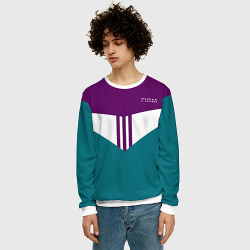 Мужской свитшот FIRM темная сирень и бирюза / 3D-Белый – фото 3