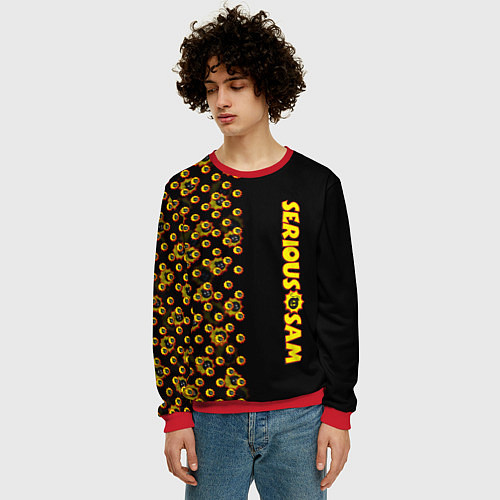 Мужской свитшот Serious Sam pattern game / 3D-Красный – фото 3