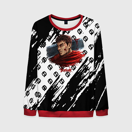 Мужской свитшот Berserk anime black pattern / 3D-Красный – фото 1