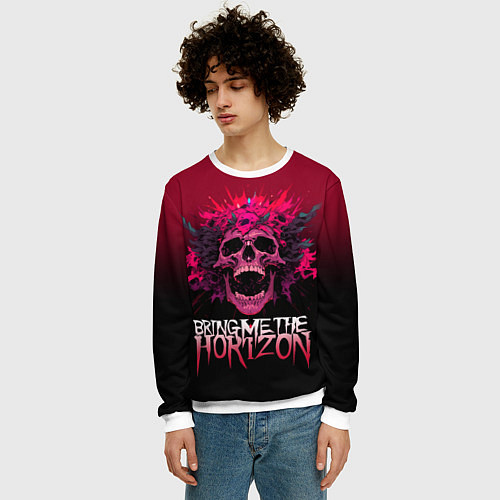 Мужской свитшот Bring Me the Horizon - rock band / 3D-Белый – фото 3