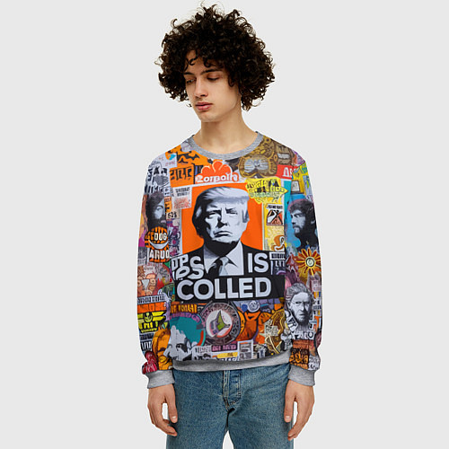 Мужской свитшот Donald Trump - american сollage / 3D-Меланж – фото 3