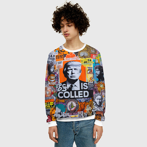 Мужской свитшот Donald Trump - american сollage / 3D-Белый – фото 3