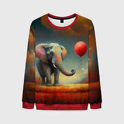 Свитшот мужской Грустный слон и красный шарик, цвет: 3D-красный