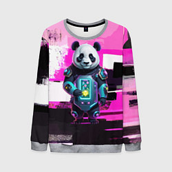 Свитшот мужской Funny panda - cyberpunk, цвет: 3D-меланж