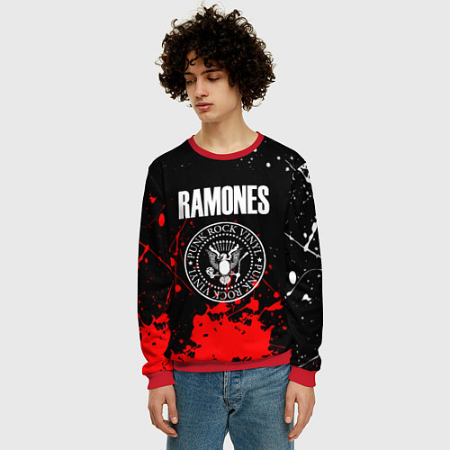 Мужской свитшот Ramones краски метал группа / 3D-Красный – фото 3