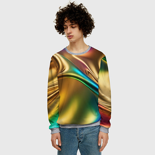 Мужской свитшот Атласные изгибы / 3D-Меланж – фото 3