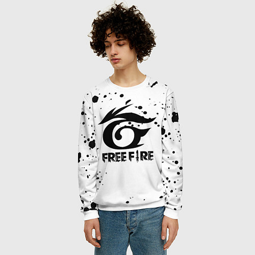 Мужской свитшот Freefire черные краски / 3D-Белый – фото 3
