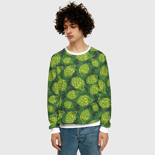 Мужской свитшот Хмельные шишки / 3D-Белый – фото 3
