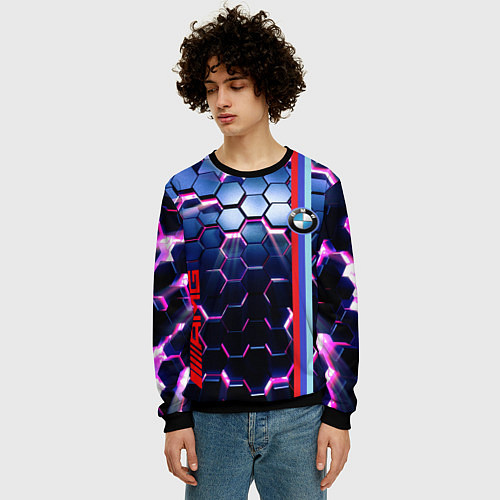 Мужской свитшот Неоновый BMW / 3D-Черный – фото 3