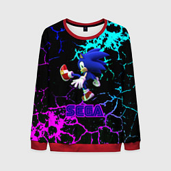 Свитшот мужской Sonic sega game неоновая текстура, цвет: 3D-красный