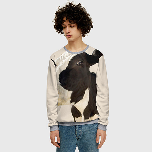 Мужской свитшот Настоящая корова / 3D-Меланж – фото 3