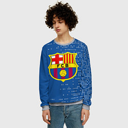 Свитшот мужской Футбольный клуб Барселона - логотип крупный, цвет: 3D-меланж — фото 2