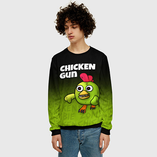 Мужской свитшот Chicken Gun - Zombie Chicken / 3D-Черный – фото 3